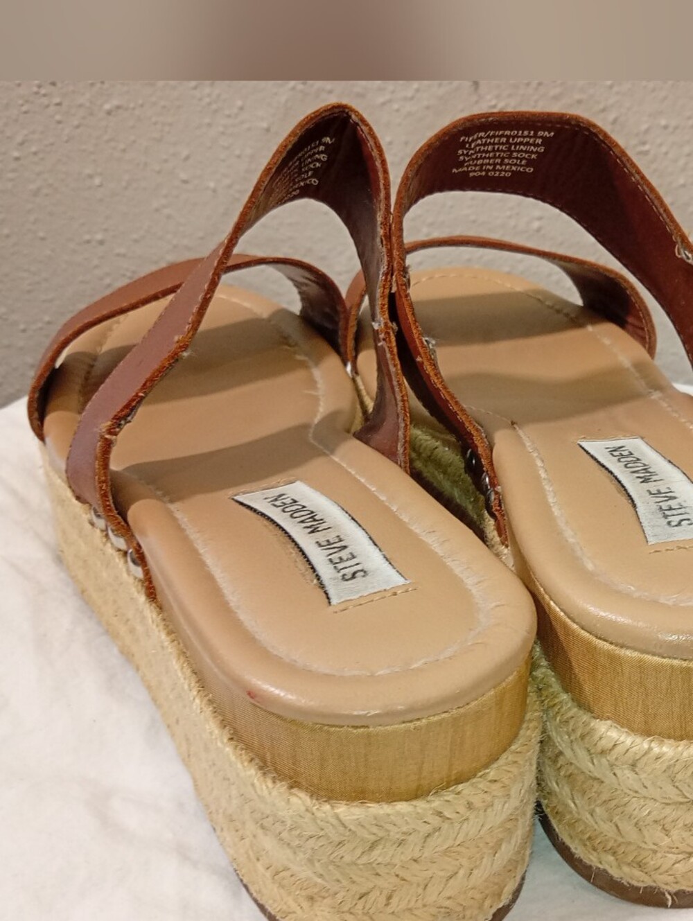 Women's Steve Madden Brown Double Strap Slide Espadrilles Sandals sz 9M - Picture 5 of 13